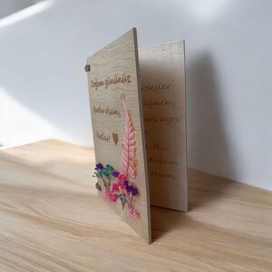 Houten kaart, houten verjaardagskaart, gepersonaliseerde houten gegraveerde kaart, kerstcadeaukaart