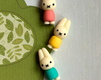 Glow-in-the-Dark Miffy Charm/KeyChain/Magnet/Brooch – Handmade Polymer Clay Miniature