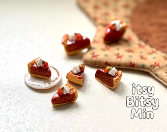 Mini Pumpkin Pie Charm/Earrings/Magnet – Handmade Polymer Clay Miniature