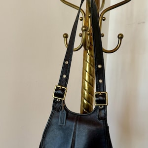 Vintage Black Leather Coach Crescent Bag Made in NYC