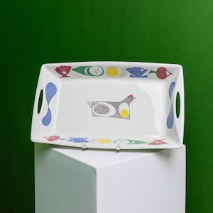 Vintage Ceramic Tray - Norway 1970s by Hermann Bongard - Figgjo Flamework A la Carte - Colorful Memphis Style