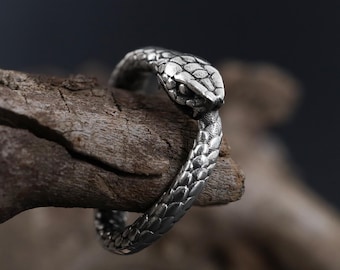 Sterling Silver Snake Ring: Gothic Serpent Wrap Band