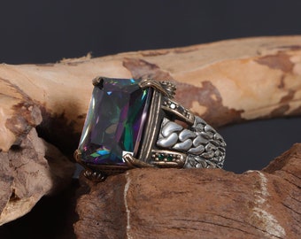 Alexandrite Sterling Silver Ring: Ottoman Style Signet Ring UK