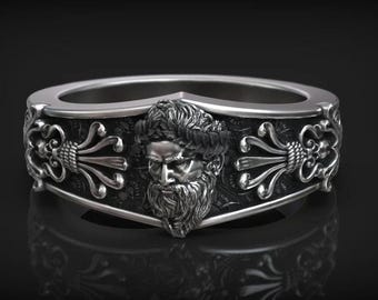 Sterling Silver Zeus Ring: Greek God Mythology Band