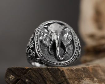 Handgefertigte Sterling Silber Elefant Ring: Tribal Statement Schmuck