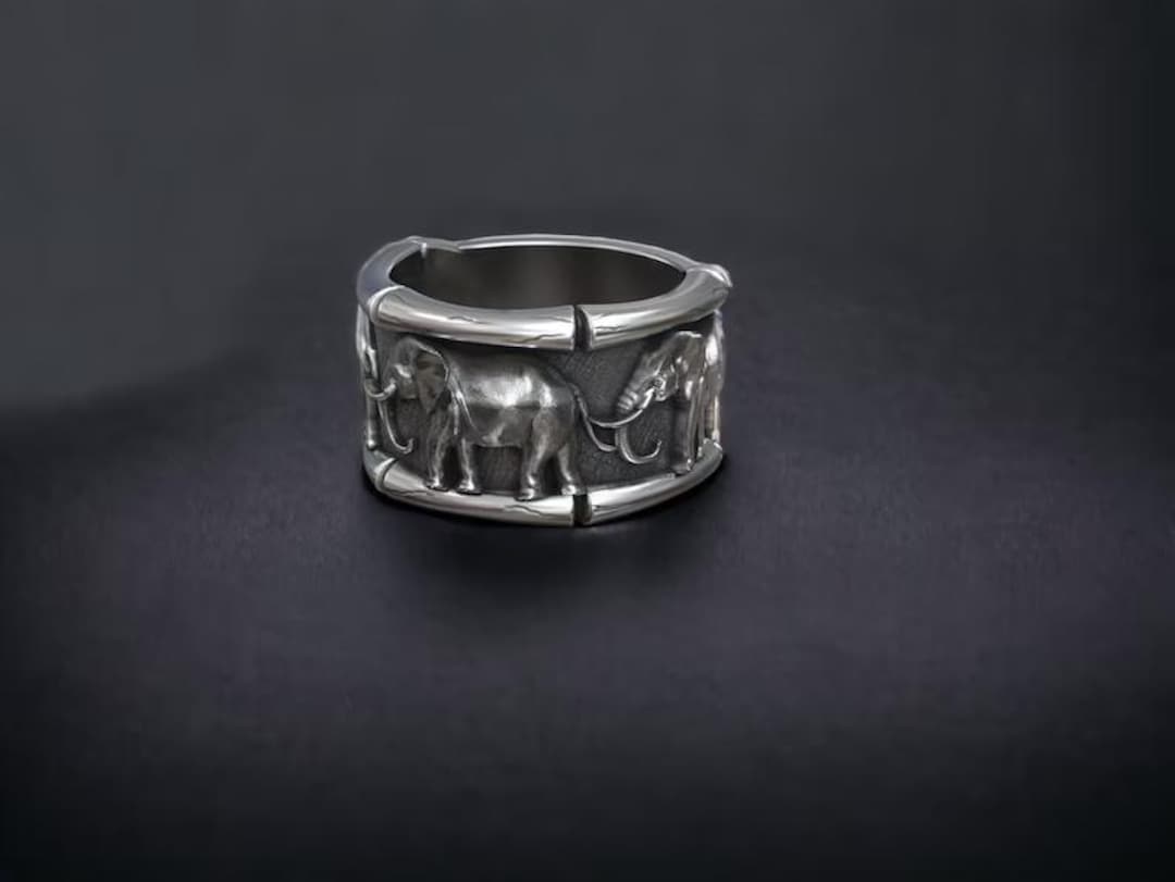 Sterling Silver Three Elephant Ring: Boho Safari Jewelry - Etsy