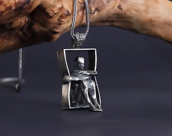 Sterling Silver Figurative Art Necklace: Sculptural Human Form Jewelry