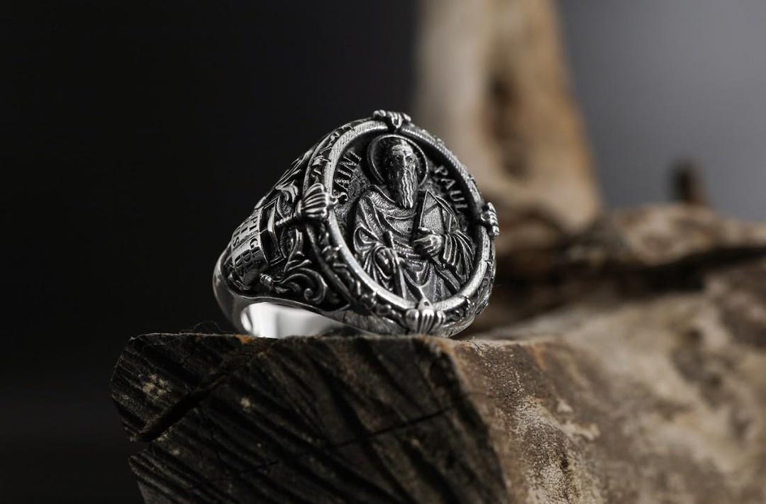 Silver Saint Paul Signet Ring: Apostle Christian Jewelry, Religious ...