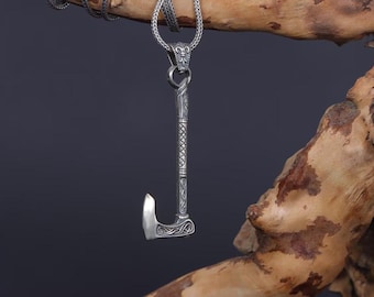 Sterling Silver Viking Battle Axe Necklace: Norse Warrior Jewelry