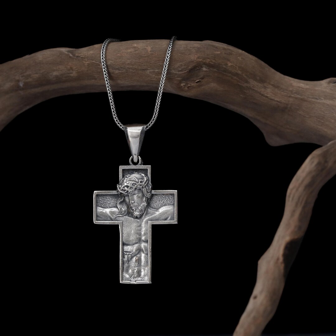 Sterling Silver Jesus Cross Necklace: Religious Faith Pendant Jewelry ...