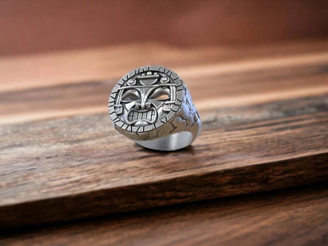 Sterling Silver Aztec Sun God Ring, Mesoamerican Tribal Jewelry - Etsy