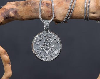 Sterling Silver Freemason Necklace: Handmade Masonic Symbol Jewelry