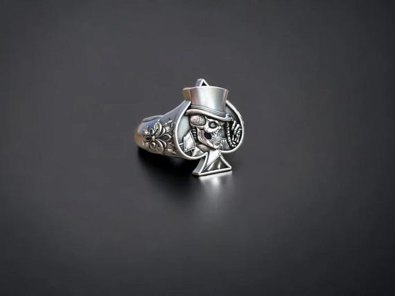 幻! Dry Bones BSA Motorcycles シルバーリング Sterling Silver Ace of Spades Skull Ring: Biker Rocker Jewelry - Etsy