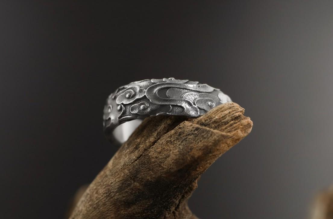 Handmade Sterling Silver Ornate Ring: Oxidized Floral Band - Etsy