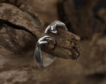Sterling Silber Handring: Michelangelo Erschaffung Adams Inspiriert