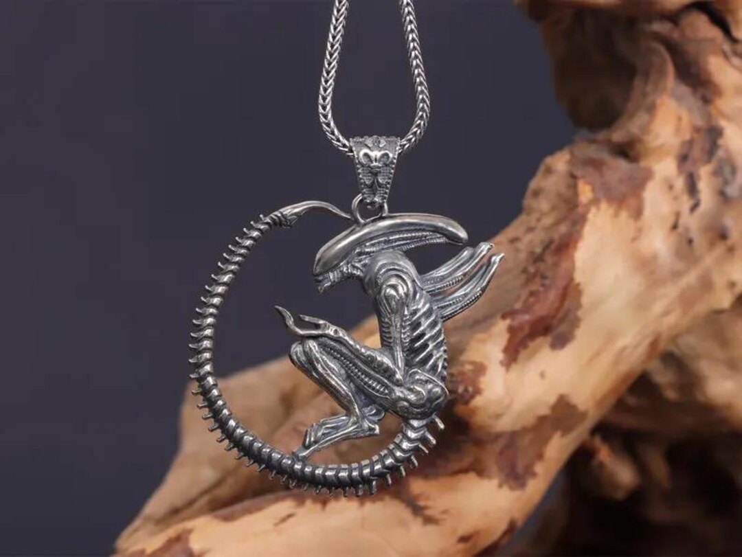 Sterling Silver Alien Necklace: Gothic Sci-fi Jewelry - Etsy