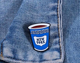 New York City Coffee Enamel Pin, Decorative Brooches Ornaments Lapel Bag Badges Jewelry Gifts Cup Iconic NYC