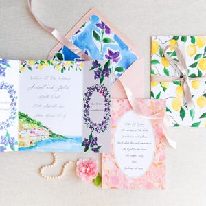 Luxury Custom Hand-Painted Watercolour Wedding Invitation Suite | Illustrated Stationery
