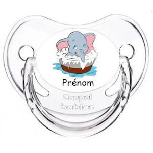 Tétine de bébé Dumbo personnalisée prénom EN001