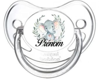 Personalized elephant baby pacifier with first name DEC92