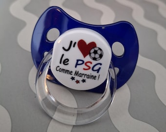 Personalized baby pacifier I love PSG like "your text" FOOT23