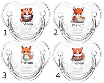 Personalized fox baby pacifiers with name PAN034