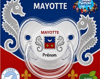 Chupeta personalizada Mayotte para bebê, em embalagem blister com nome E2673