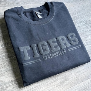 Custom Team Mascot Embossed  Sweatshirt, School Mascot Sweatshirt Gift, Puff Print Team Name Sweatshirt, Custom College Hoodie, Custom Shirt