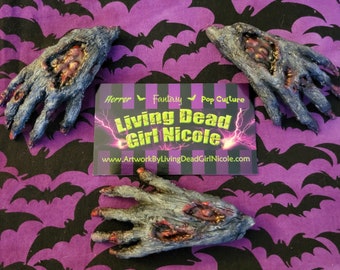 CUSTOM Pin or Barrette: Made to Order Dead Girl Decay Zombie Undead Monster Hand Horror Halloween Bloody Handmade Accessory