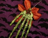 SLASHER SALE Ornamanet : Santa Claws Skeleton Hand Poinsettia Dead Girl Gothic Tree Christmas Holidays