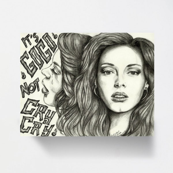 Portrait Drawing Art Print: It's Go Go! Not Cry Cry!