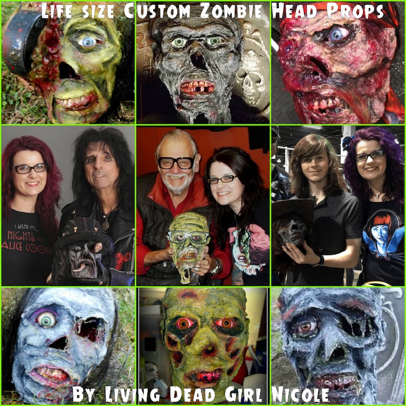 CUSTOM Made To Order Life Size Zombie Head Decor Undead Reanimated Corpse Horror Prop Halloween Decoration Handmade Dark Art image 1