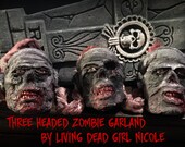 SLASHER SALE - 3 Headed Mini Zombie Garland Prop Decoration- Undead Corpse Halloween Horror - Handmade Dark Art