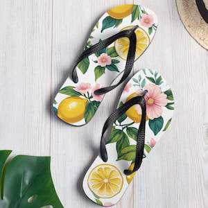 Tropical Lemon design Flipflops | Daily Summer Footwear | Gift idea for him and her | Comfy housewear