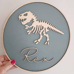 Personalised Wooden dinosaur wall plaque door sign children's room boys room dinosaur theme nursery wall decor name sign playroom dino decor
