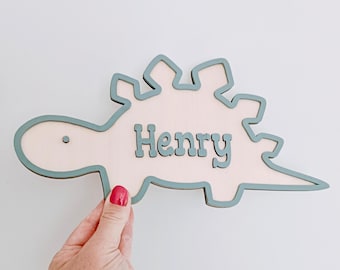 Personalized Stegosaurus Basswood Door Plaque (29x24cm)