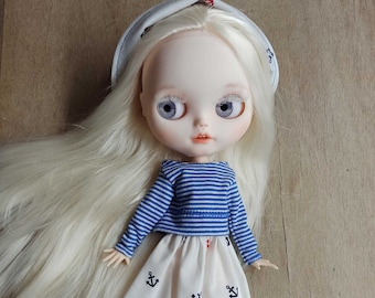 Sailor and Blue Wind. Blythe doll clothes. Set of 5 Pcs. Handmade clothes for Neo Blythe