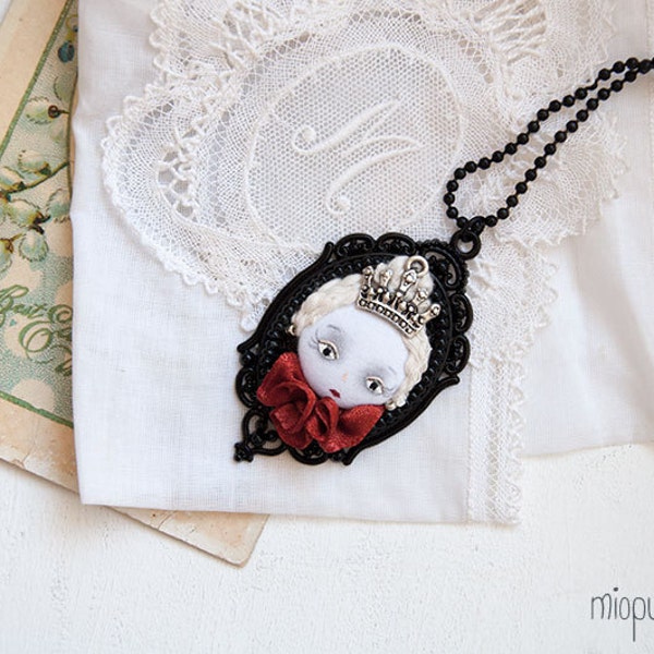 Black Queen Unusual Art Doll Necklace