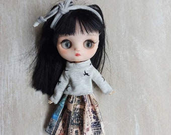 Oriental Wind. Middie Blythe doll clothes. Set of 5 Pcs. Handmade clothes for jointed MIDDIE Blythe