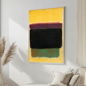 Layered Mark Rothko, Canvas Painting in Yellow, Deep Purple, and Green – Bold Abstract Art Gift for Contemporary Homes