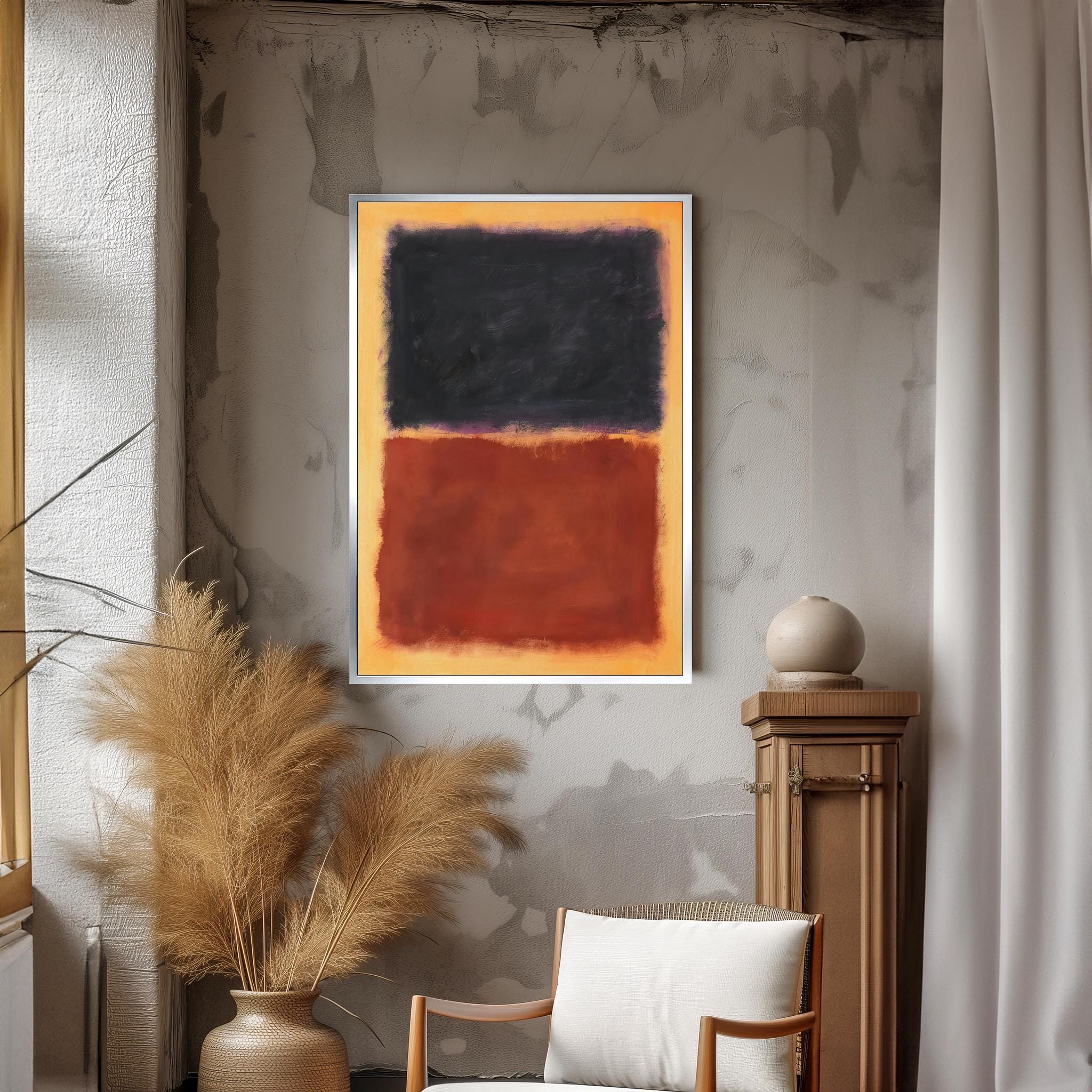 Mark Rothko Dark Palette Canvas Rich Black and Warm Rust Abstract ...