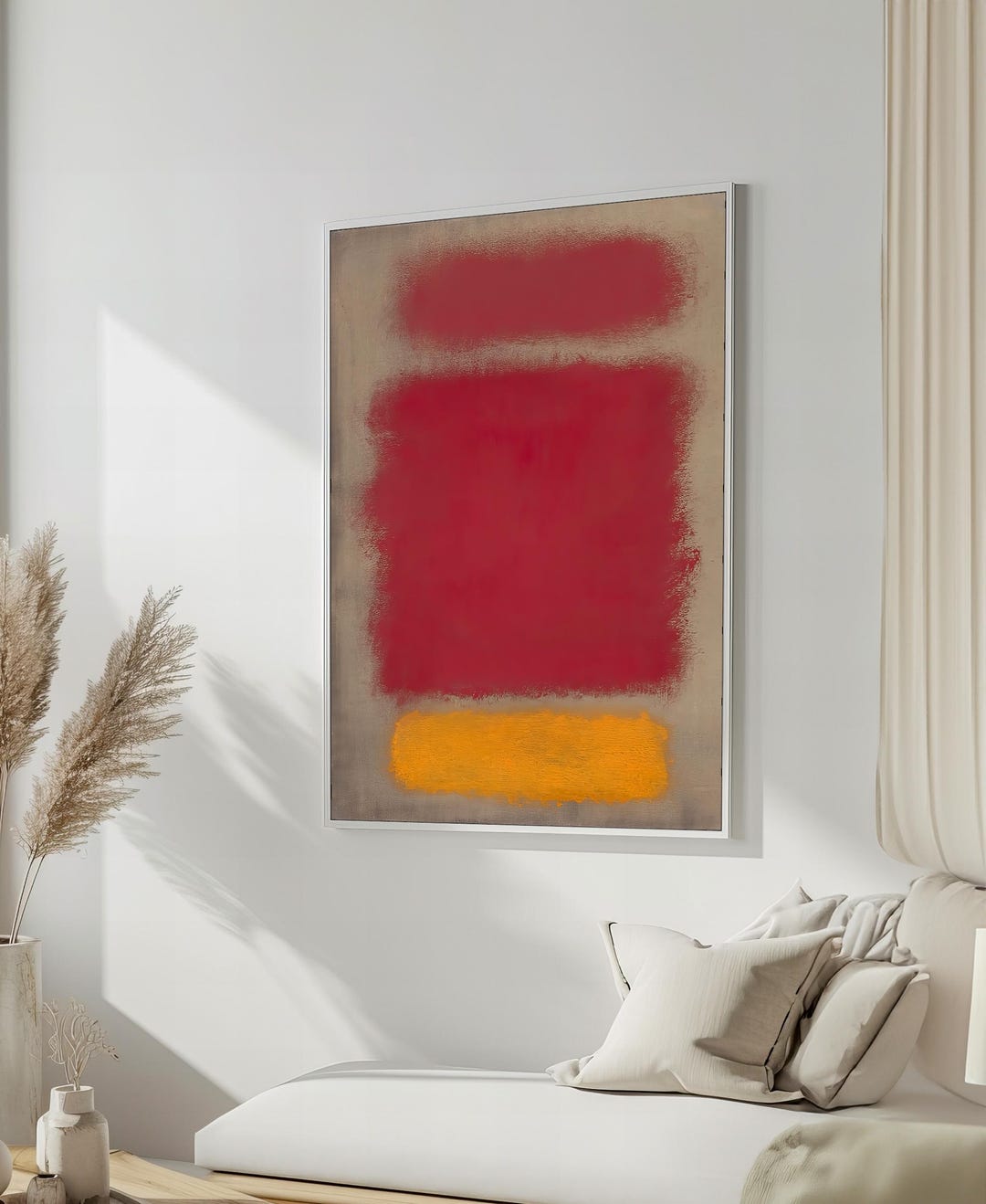 Bold Red and Yellow Abstract Canvas Painting - Mark Rothko Style Modern ...