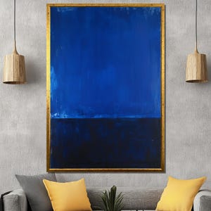 Mark Rothko Deep Blue Abstract Canvas Art, Modern Minimalist Painting, Large Wall Artwork, Unique Gift for Art Lovers