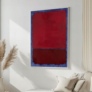 Mark Rothko Canvas Painting - Rich Red and Burgundy Over Blue, Abstract Art for Modern Decor | Unique Gift Idea
