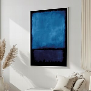 Moody Mark Rothko Canvas Painting in Deep Blue and Black – Striking Abstract Art Gift for Contemporary Decor