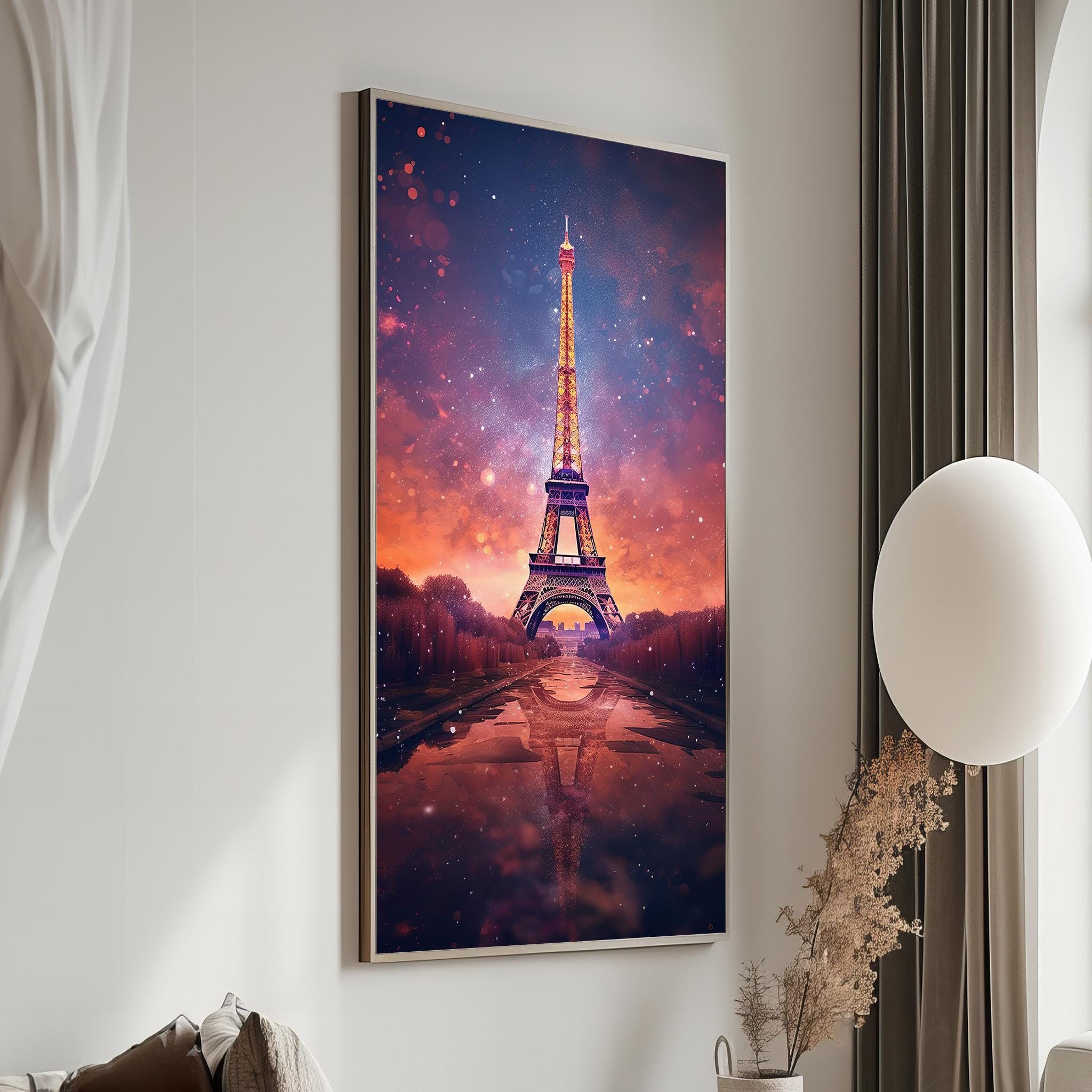 Enchanting Night at the Eiffel Tower - Dreamy Paris Landscape Canvas Painting, Captivating Wall Art, Ideal Gift for Romance Lovers