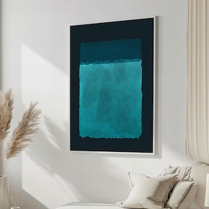 Deep Teal Abstract Canvas Painting by Mark Rothko – Minimalist Modern Art for Contemporary Home Decor, Gift Idea