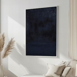 Mark Rothko Canvas Painting - Deep Dark Blue and Black Abstract Art | Minimalist Gift for Modern Art Lovers