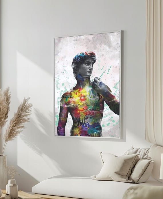 Urban Street Art Graffiti Michelangelo David Canvas Print