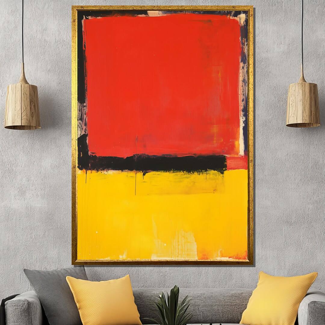 Mark Rothko Abstract Painting, Red and Yellow Canvas Wall Art, Modern ...
